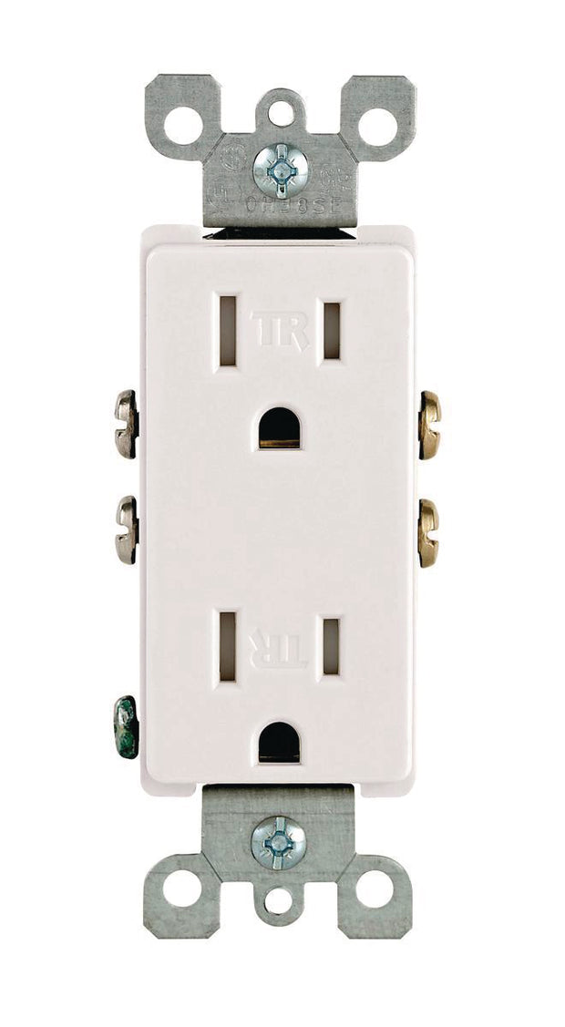 Tamperproof Decora duplex receptacle 15A 125V - White - Groupe Phenicie Electrique Inc.